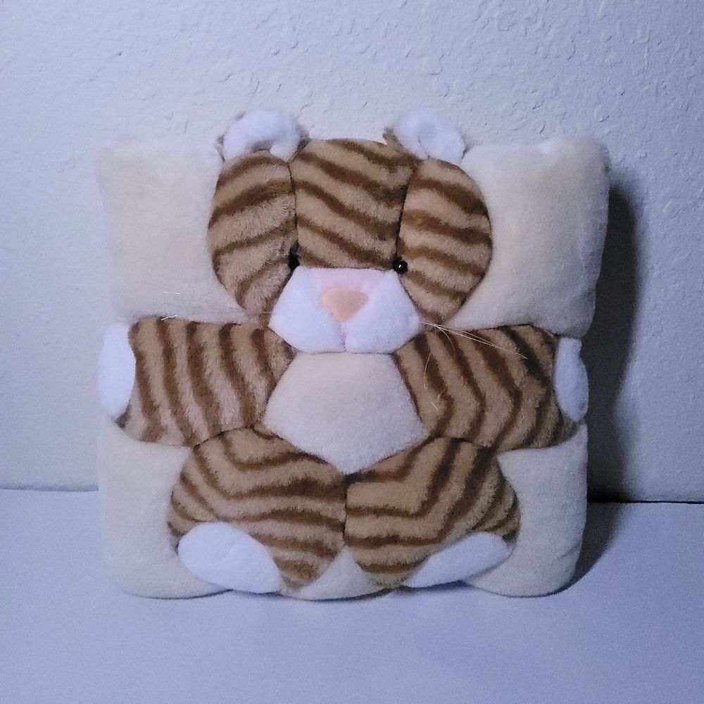 Vintage  T.W.I.E. Kitty Cat Plush Square Pillow Stuffed Animal 11”
